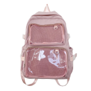 Mochila 44 x 30 x 14 cm com bolsos transparentes Alças acolchoadas ajustáveis Espaços de armazenamento internos e externos Mochila escolar Mala de viagem 7