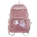 Mochila de moda feminina 44 x 13 x 30 cm Mochila escolar e de passeio com bolsos transparentes com fecho de correr Alças ajustáveis Grande 10