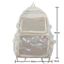 Mochila de moda feminina 44 x 13 x 30 cm Mochila escolar e de passeio com bolsos transparentes com fecho de correr Alças ajustáveis Grande 2