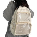 Mochila de moda feminina 44 x 13 x 30 cm Mochila escolar e de passeio com bolsos transparentes com fecho de correr Alças ajustáveis Grande 1