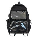 Mochila de moda para mujer 44 x 13 x 30 cm Mochila escolar y de excursión con bolsillos transparentes con cremallera Correas de hombro 7