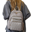 Mochila de moda para mujer de Nylon y Poliéster 4 bolsillos con cremallera Bolsillos laterales para bebida Gran capacidad Estilo casual Piedras 3