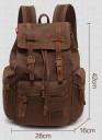 Mochila de viagem em lona com tiras de couro para escola e passeios Compartimento principal com cordão Tampa com bolsos com fecho 42 x 22