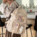 Mochila ligera y elegante 39 x 30 x 13 cm Mochila escolar de nailon con bolsillo transparente Adecuada para la escuela Para viajes A la ciudad Mochila de estudiante 2