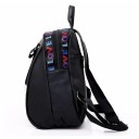 Mochila mini feminina 24 x 14 x 27 cm em poliéster Oxford A tiracolo Mochila preta com inscrições LOVE em linha Várias bolsas com fecho 6