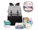 Mochila para mudas de fraldas para mamãs com suporte térmico e cabo USB Impermeável e respirável Bolsos laterais Correia para mala Nylon 27 x 3