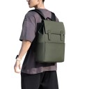 Mochila retangular masculina 31 x 13 x 42 cm Poliéster e pele sintética Mochila urbana com aba com fecho de fivela Confortável 7