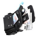 Mochila retangular masculina 34 × 38 × 12 cm 20–35 l Mochila urbana elegante em pele sintética com fecho, aba e fivelas 5