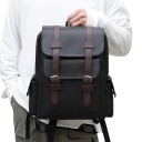 Mochila retangular masculina 34 × 38 × 12 cm 20–35 l Mochila urbana elegante em pele sintética com fecho, aba e fivelas 12