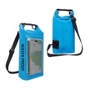 Mochila seca impermeável 2l PVC 34,5×13,5×7,5 cm com ecrã táctil para telemóvel para natação, caiaque, rafting, trekking, surf e desportos 2