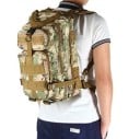 Mochila táctica 25 l com correias MOLLE Quatro compartimentos com fecho Costas almofadadas e ventiladas Correia peitoral e lombar Oxford 43 x 26 x 18