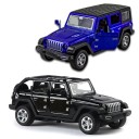 Modelo de carro todo-o-terreno Jeep Wrangler 1:36 Modelo metálico de carro off-road para crianças Portas que abrem Brinquedo para rapazes 2