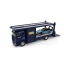 Modelo de remolque de automóviles de metal de dos pisos con un pequeño cochecito Miniatura detallada del vehículo de transporte 1