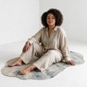 Modern Rug with Abstract Pattern 120 x 80 cm Irregular Shape Non-Slip Back Polyester Grey and Blue For Living Room and Bedroom 3