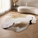 Modern Rug with Abstract Pattern 160 x 100 cm Irregular Shape Non-Slip Back Beige Brown For Living Room and Bedroom 3