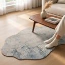 Modern Rug with Abstract Pattern 160 x 100 cm Irregular Shape Non-Slip Back Polyester Grey and Blue For Living Room and Bedroom 5