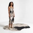 Modern Rug with Abstract Pattern 160 x 80 cm Irregular Shape Non-Slip Backing Polyester Grey and Black For Living Room and Bedroom 6