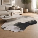 Modern Rug with Abstract Pattern 250 x 200 cm Irregular Shape Non-Slip Back Polyester Grey and Black For Living Room and Bedroom 5