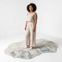 Modern Rug with Abstract Pattern 280 x 180 cm Irregular Shape Non-Slip Back Polyester Grey and Blue For Living Room and Bedroom 3