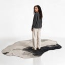 Modern Rug with Abstract Pattern 300 x 200 cm Irregular Shape Non-Slip Back Polyester Grey and Black For Living Room and Bedroom 3