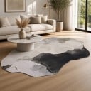 Modern Rug with Abstract Pattern 300 x 200 cm Irregular Shape Non-Slip Back Polyester Grey and Black For Living Room and Bedroom 6