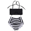 Moderne bikini med sløjfe til piger - Sort og hvid 2
