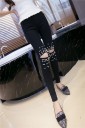 Moderne damejeans med diamanter i manchetten - Sort 2