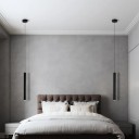 Moderne LED-pendellampe i metal, 3 W varm hvid, rørformet lysekrone med 2 m ledning, minimalistisk sort spotlight, 30 x 3 cm 2