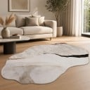 Moderne tæppe med abstrakt mønster 120 x 80 cm Uregelmæssig form Skridsikker bund Polyester Creme-beige Til stuen og soveværelset 3