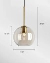 Moderné závesné svietidlo sklenené guľaté tienidlo priemer 15 cm výška 15 cm kábel 150 cm kov objímka E27 nad jedálenský stôl do kaviarne 2