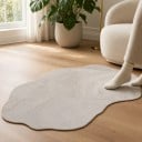 Moderní koberec s abstraktním vzorem 160 x 80 cm Nepravidelný tvar Protiskluzový spodek Polyester Krémově béžový Do obýváku a ložnice 2