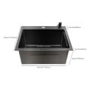 Moderní kuchyňský dřez 40 x 45 x 20 cm 201 nerezová ocel s nano povrchovou úpravou dávkovačem saponátu a odkapávačem černý do kuchyně 4