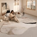 Moderni matto abstraktilla kuviolla 230 x 160 cm Epäsäännöllinen muoto Liukastumaton pohja Polyesteri Kermanvaalea Olohuoneeseen ja makuuhuoneeseen 6