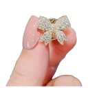 Modische Brosche in Schleifenform 1,8 cm Zinklegierung mit Steinen Elegante dekorative Brosche für Mantel Kleider Handtasche Accessoire 3