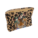 Modische Samt-Kosmetiktasche mit Reißverschluss Leopardenmuster und Tigerdesign Leichte Make-up-Clutch Multifunktionale Aufbewahrungstasche mit Futter 2