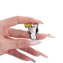 Módna mini brošňa 2,5 x 2,8 cm Kreslený psík s cedulou i´m so happy Hladký povrch Zinková zliatina Roztomilý doplnok 4