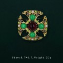 Módna zelená baroková brošňa 4,7 x 4,7 cm / 4,7 x 4,3 cm Perlové kamienky Zinková zliatina Elegantný doplnok do saka aj šiat 2