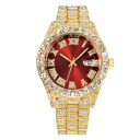 Módní quartzové hodinky s diamanty 42 mm Nerezový řemínek Kalendář Datum Moderní design Slitina Odolné náramkové hodinky 5