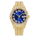 Modny zegarek kwarcowy z diamentami 42 mm pasek ze stali nierdzewnej kalendarz data nowoczesny design stop wytrzymały zegarek na rękę do codziennego noszenia 5