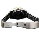 Modny zegarek kwarcowy z diamentami 42 mm pasek ze stali nierdzewnej kalendarz data nowoczesny design stop wytrzymały zegarek na rękę do codziennego noszenia 3