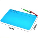 Modrá silikonová podložka 30×20 cm pro opravy hodinek a elektroniky s přihrádkami na šroubky a protiskluzovým povrchem 2