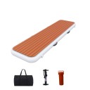 Módulo flotante inflable para yates y barcos con superficie EVA antideslizante 204 x 58 x 15 cm PVC Marrón-blanco con decoración de teca para el embarque en el barco 1