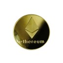 Moeda comemorativa de Ethereum em metal dourado colecionável 4 cm 4
