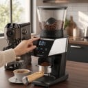Moedor de café automático BioloMix 30 graus de moagem Antiestático Temporizador Reservatório transparente para grãos Preto Para espresso e americano 6