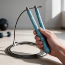 MOGOLD Speed Jump Rope with Steel Cable 3 m Aluminium Handles 17 cm Dual-Axis Bearings 360° Blue Design For CrossFit and Cardio 4