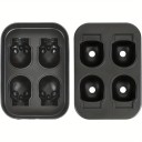 Molde de silicona para hielo con forma de calavera 3D, flexible, para 4 calaveras, bandeja de hielo con forma de cabeza de terror, para decoración 1