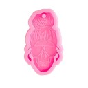 Molde de silicona rosa en forma de calavera de 8 cm para resina, llaveros, joyas y decoraciones creativas 2