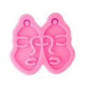 Molde de silicona rosa para resina 8×7,5 cm Cara abstracta Molde para hacer joyas Llaveros Decoraciones Manualidades 1