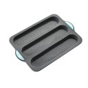 Molde para 3 baguettes con superficie antiadherente 24 × 34,5 cm Bandeja perforada para hornear Color negro 1