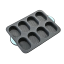 Molde para hornear 8 pequeñas baguettes con superficie antiadherente 24 × 34,5 cm bandeja perforada color negro para hornear en el horno 1